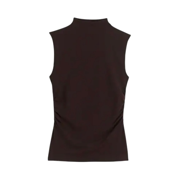 Madewell Women’s Slinky Mockneck Draped Ruched Tank Top NWT XL Molasses - Picture 6 of 12